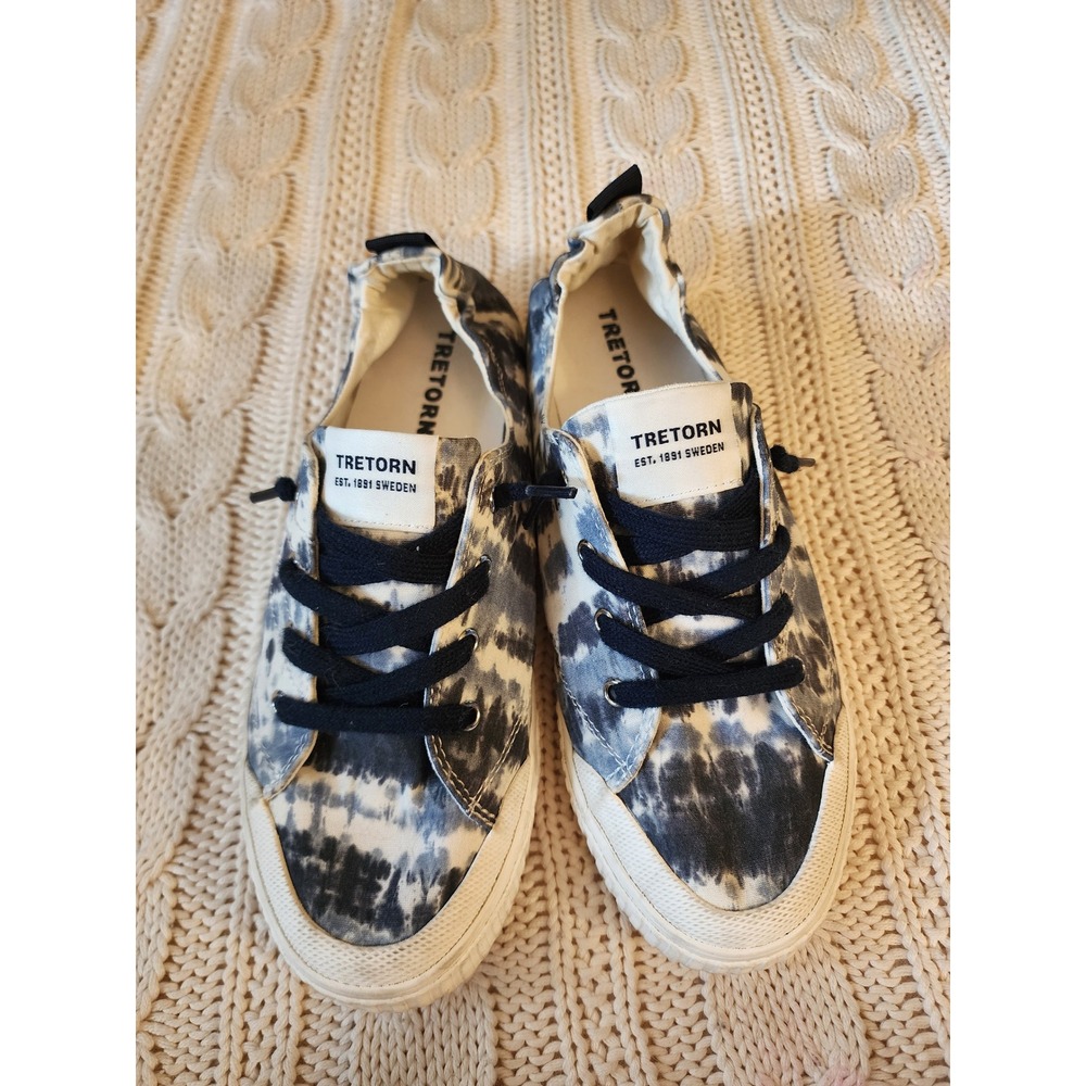 Tretorn Meg Shibori Navy Blue White Tie Dye Slip On Sneakers Women's Size 8